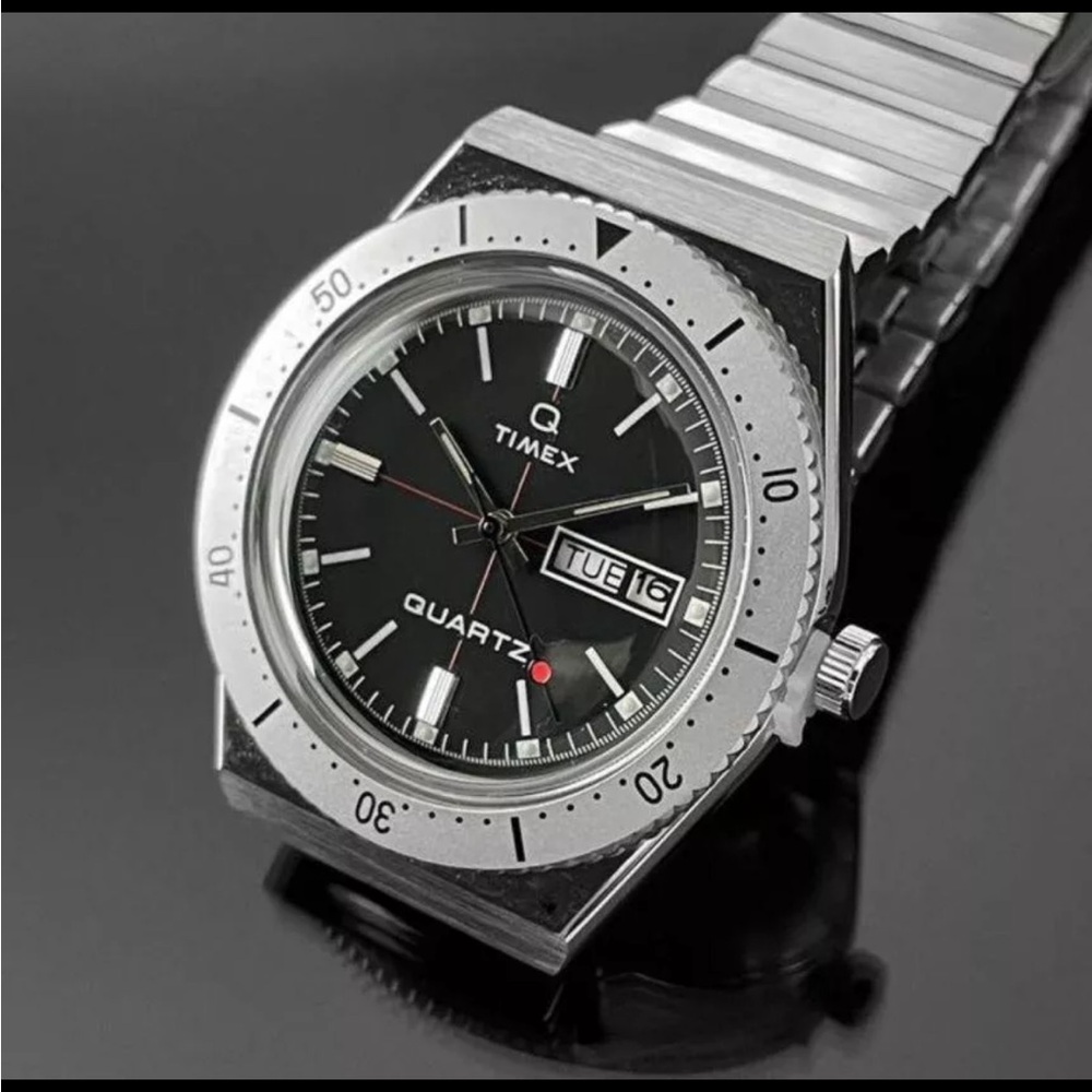 Timex Silver and Black Quartz Watch